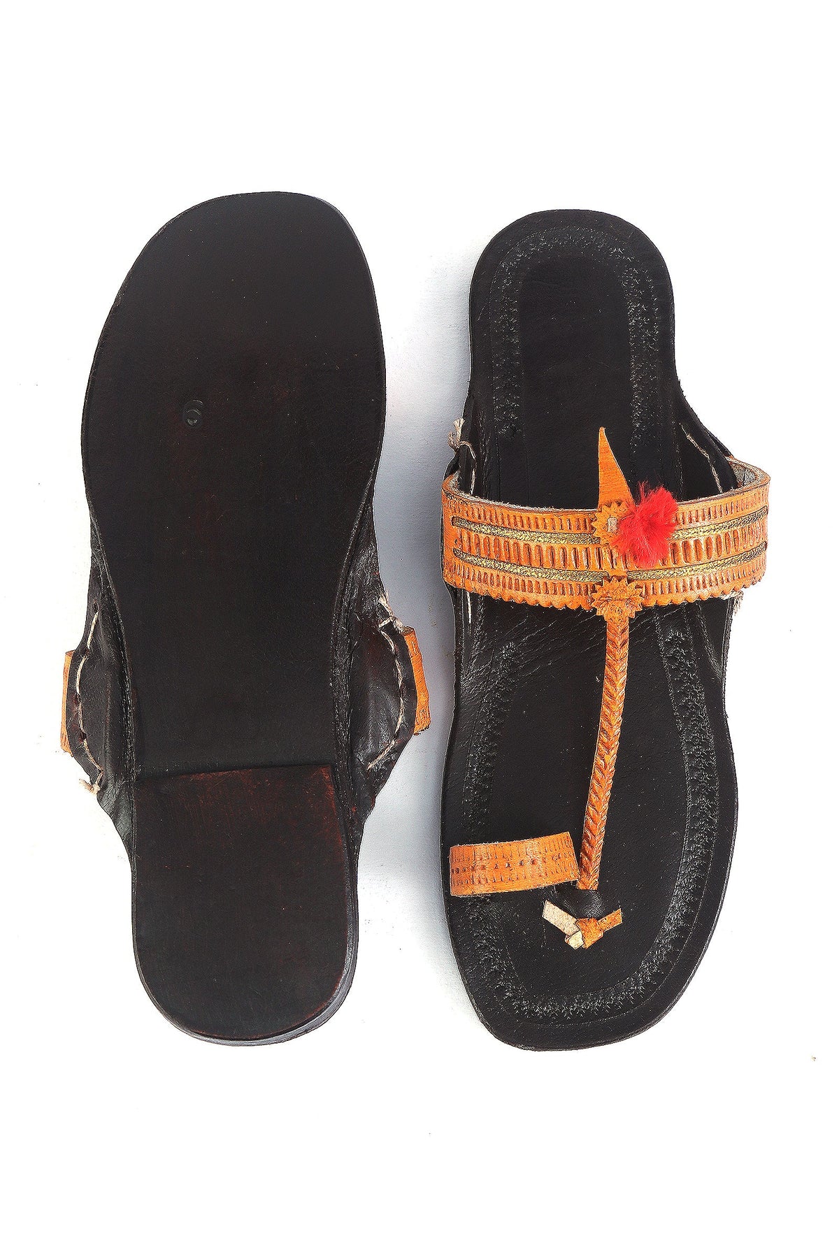 Ethnic Braided Strap Genuine Cruelty-Free Leather Kolhapuri Flats サイズ EU38