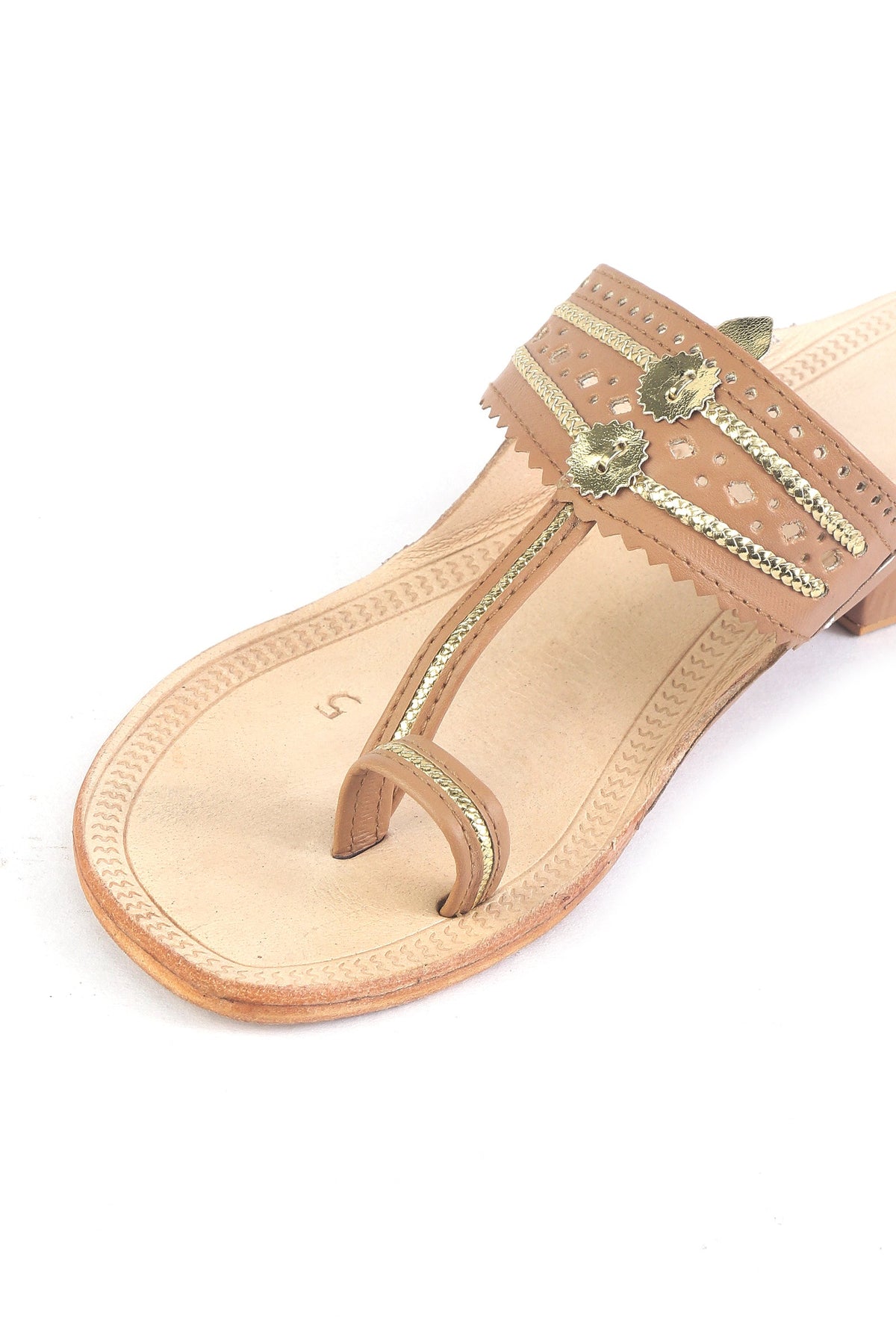 Classic Braided Genuine Cruelty-Free Leather Kolhapuri Flats サイズ EU43