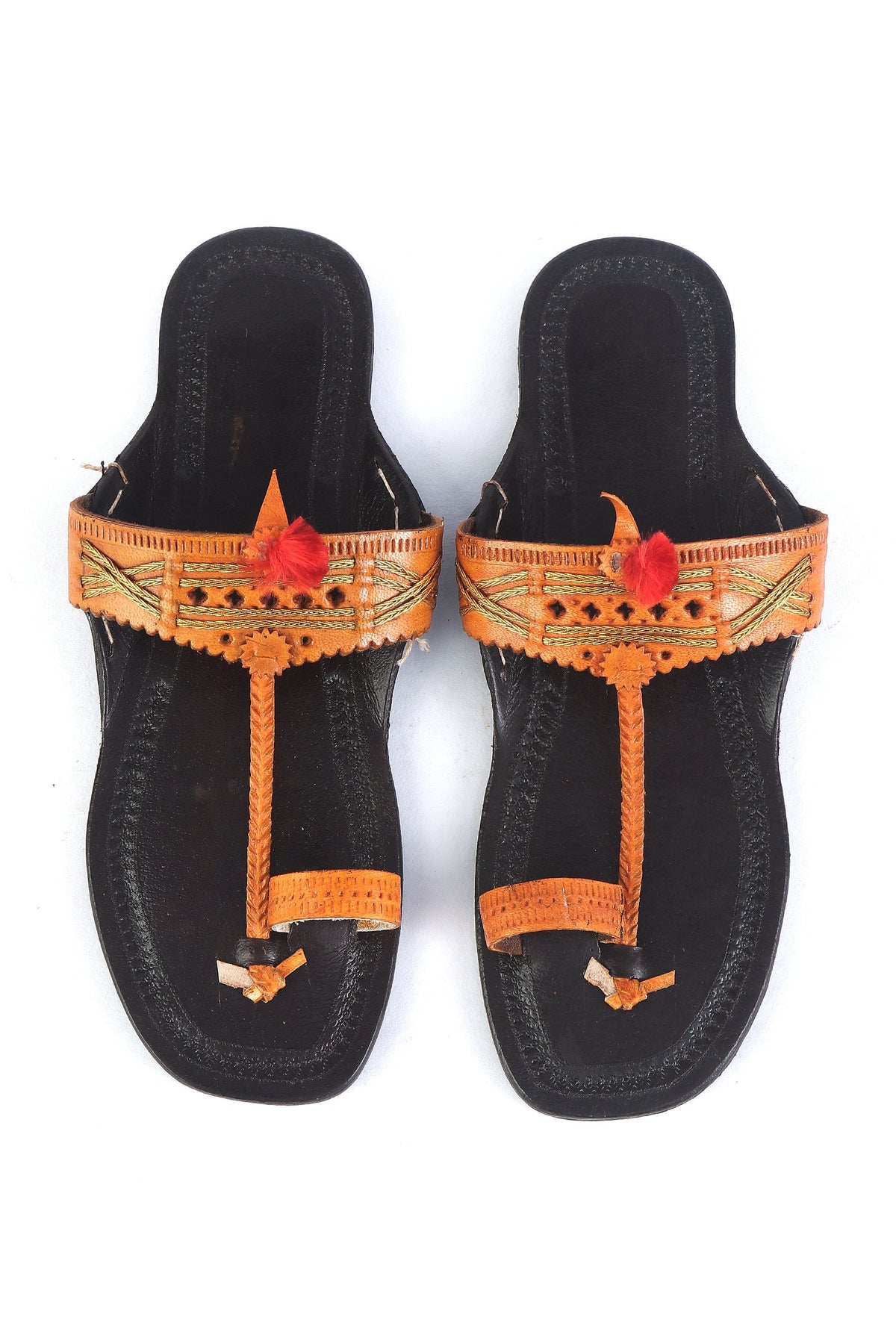 Genuine Cruelty-Free Leather Kolhapuri Toe-Hold Sandals サイズ EU40