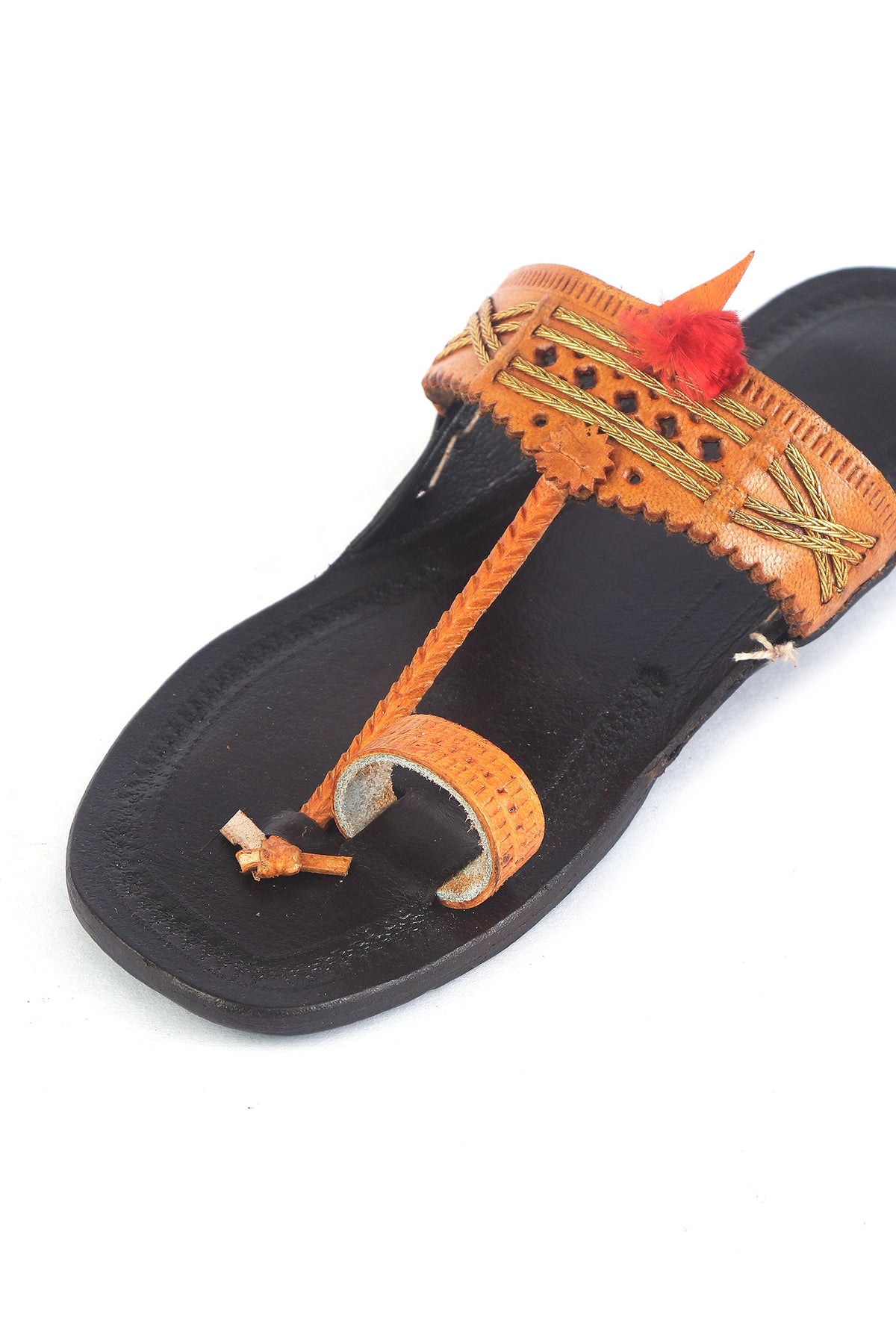 Genuine Cruelty-Free Leather Kolhapuri Toe-Hold Sandals サイズ EU39