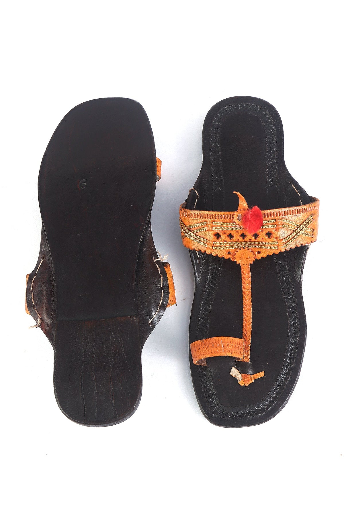 Genuine Cruelty-Free Leather Kolhapuri Toe-Hold Sandals サイズ EU42