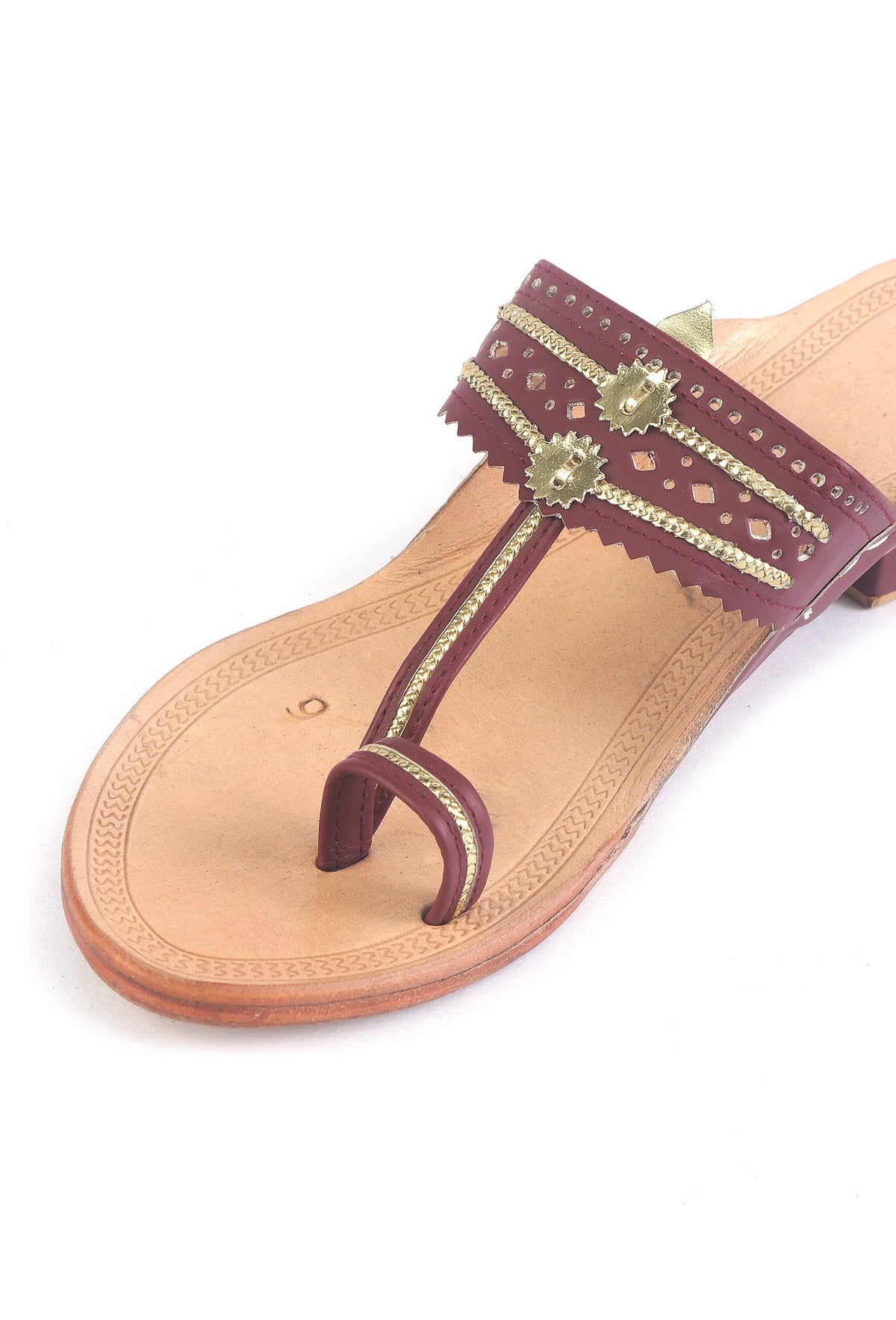 Festive Wear Braided Genuine Cruelty-Free Leather Kolhapuri Flats サイズ EU40