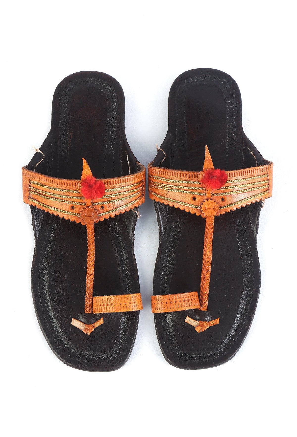 Genuine Cruelty-Free Leather Ethnic Toe-Ring Kolhapuri Sandals サイズ EU42