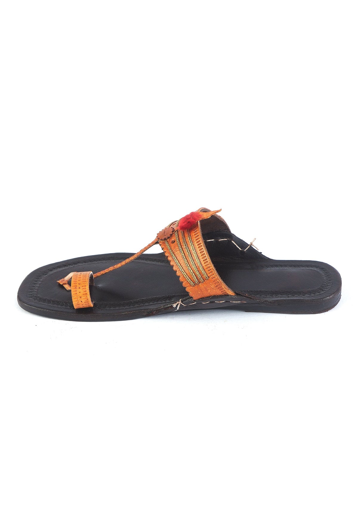 Genuine Cruelty-Free Leather Ethnic Toe-Ring Kolhapuri Sandals サイズ EU39