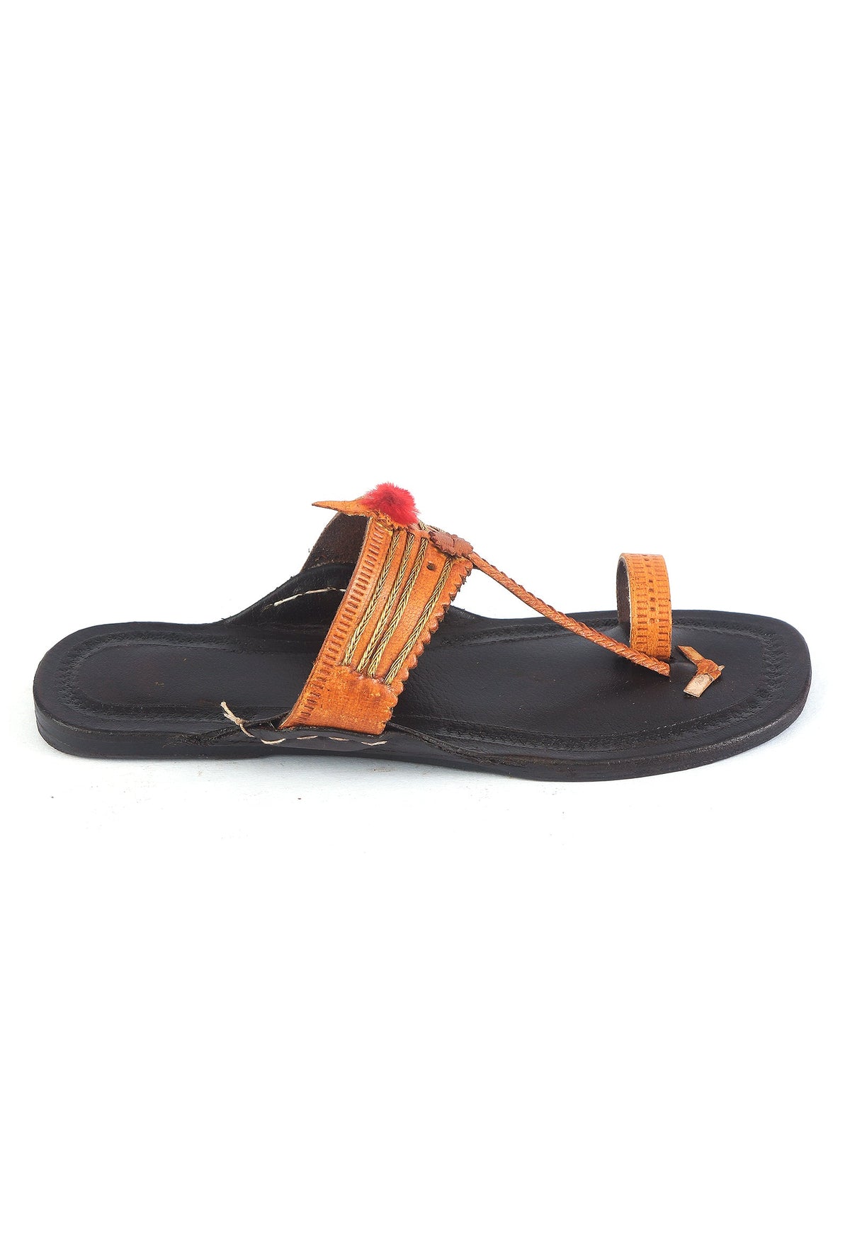 Genuine Cruelty-Free Leather Ethnic Toe-Ring Kolhapuri Sandals サイズ EU37