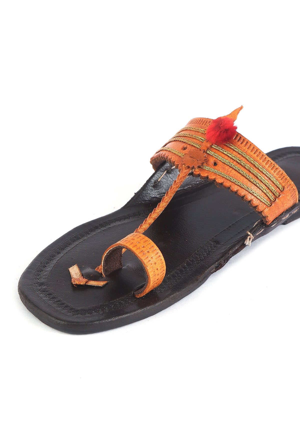 Genuine Cruelty-Free Leather Ethnic Toe-Ring Kolhapuri Sandals サイズ EU42
