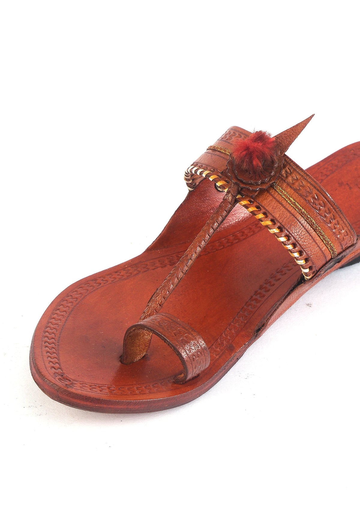 Handmade Cruelty-Free Leather Kolhapuri Chappals for Women サイズ EU40