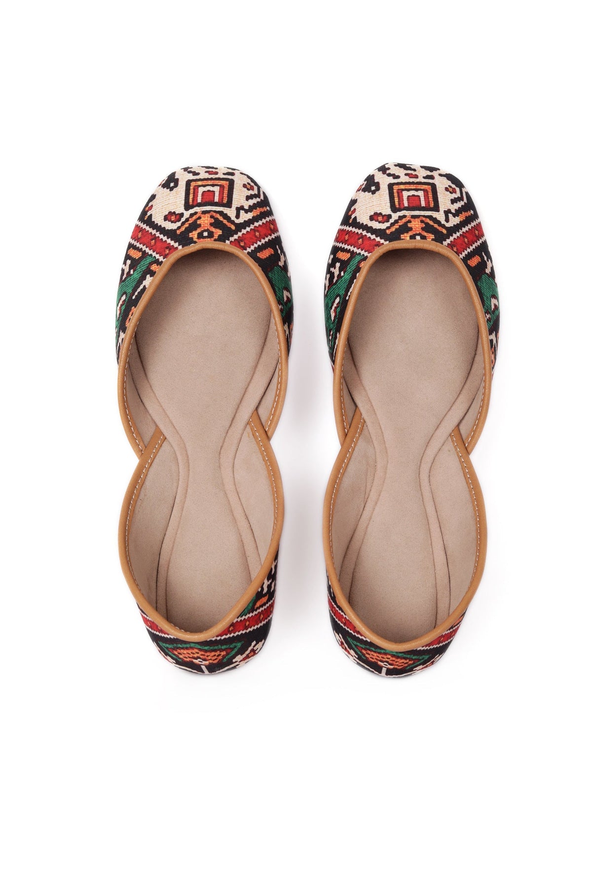Dark Green & Red Silk Patola Print Juttie サイズ EU42