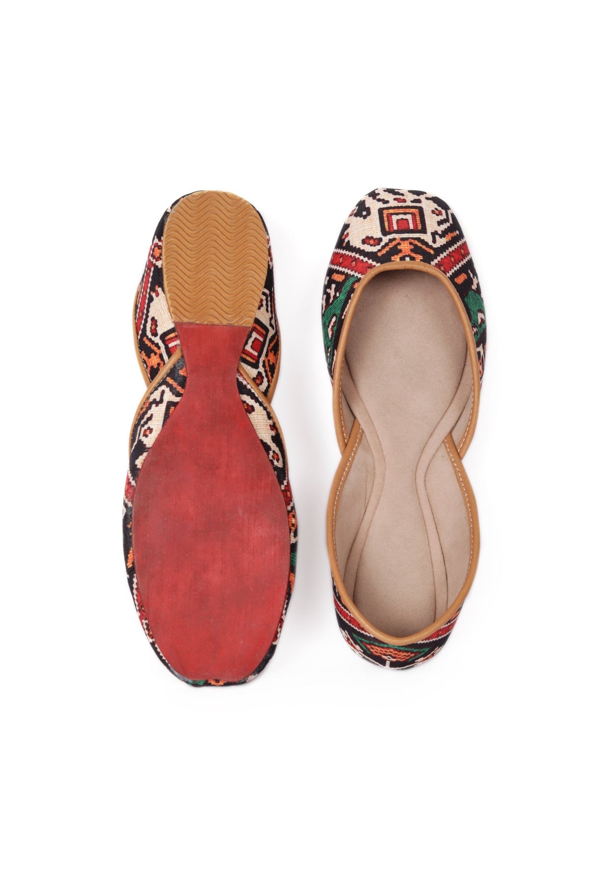 Dark Green & Red Silk Patola Print Juttie サイズ EU40