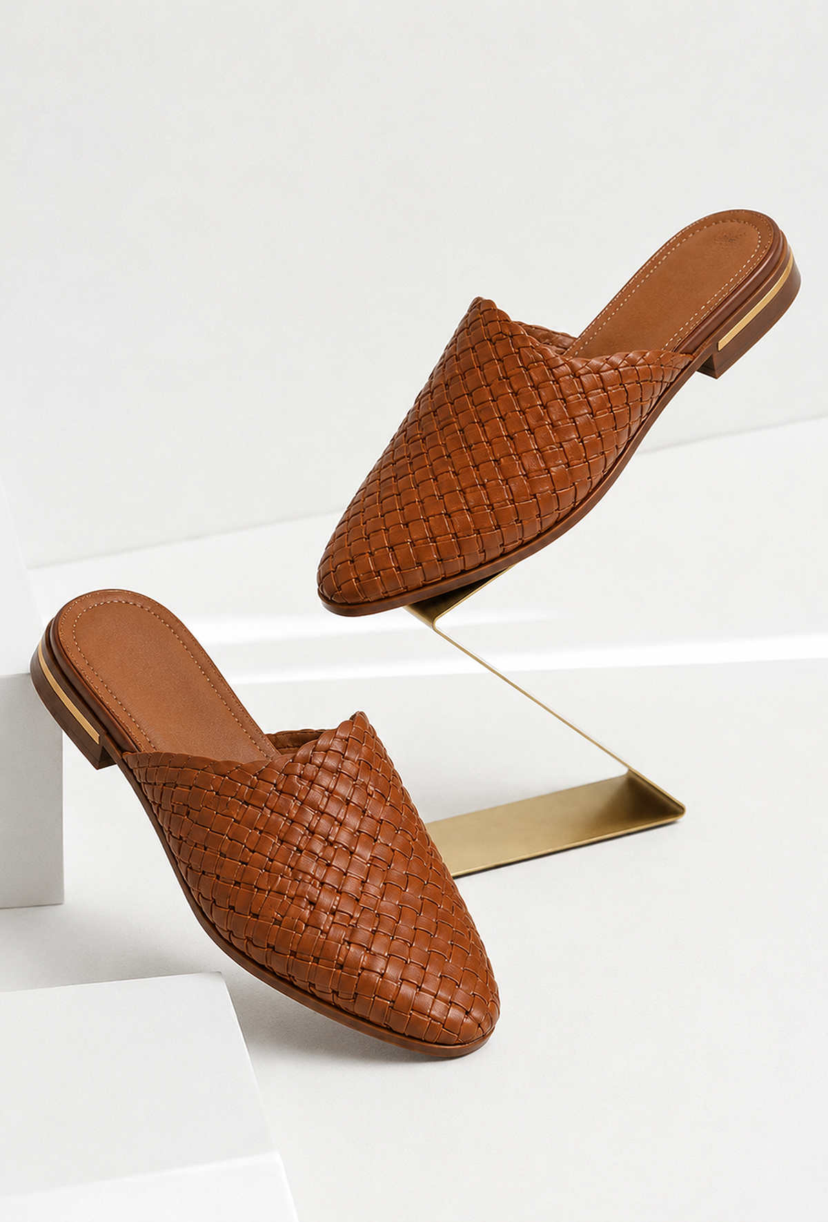 Tan Woven Mule Flats サイズ EU41