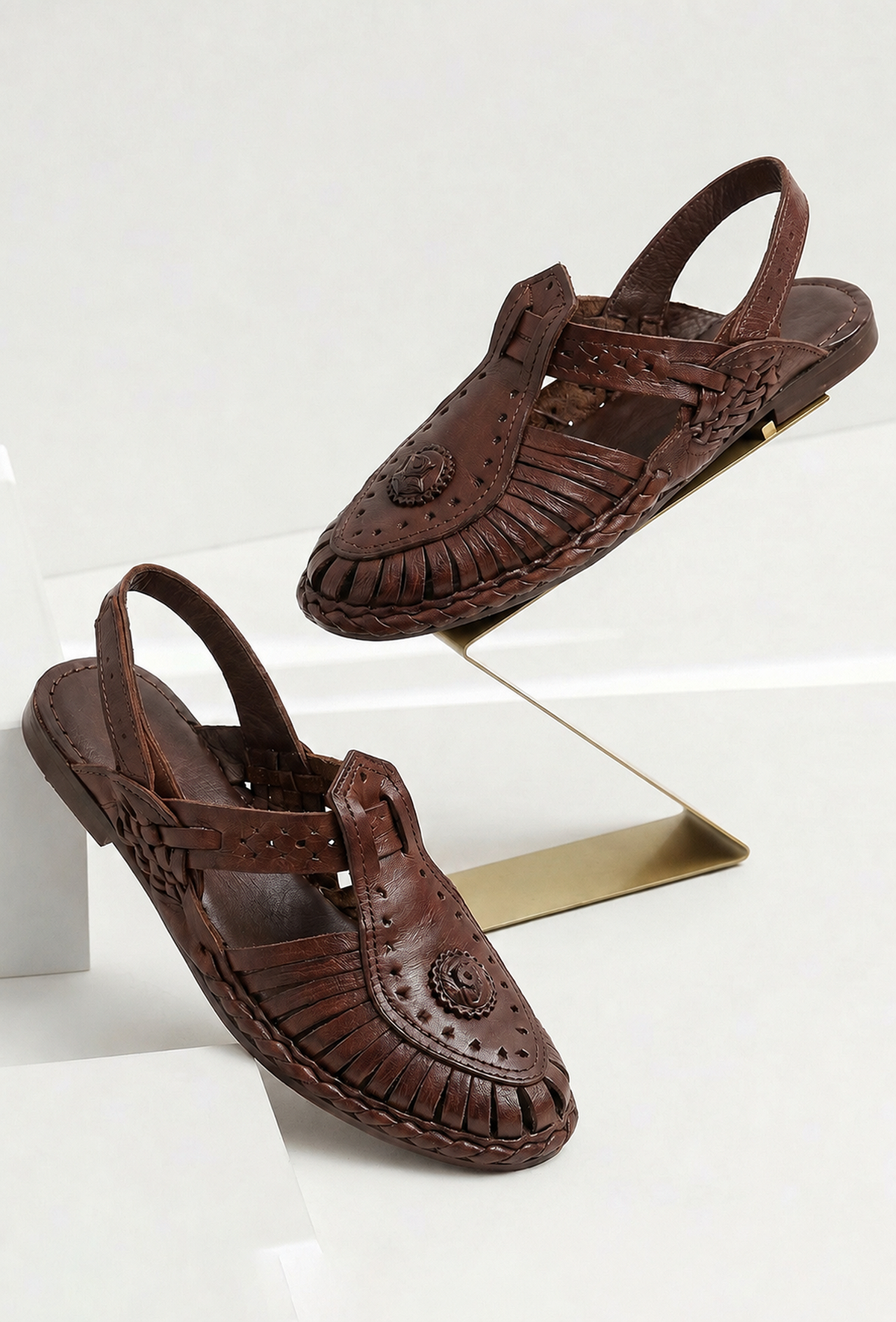 Brown Handwoven Slingback Flats サイズ EU38