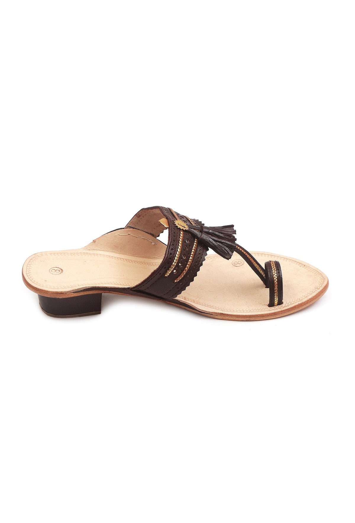 Noir Tassel Kolhapuri Heels サイズ EU38