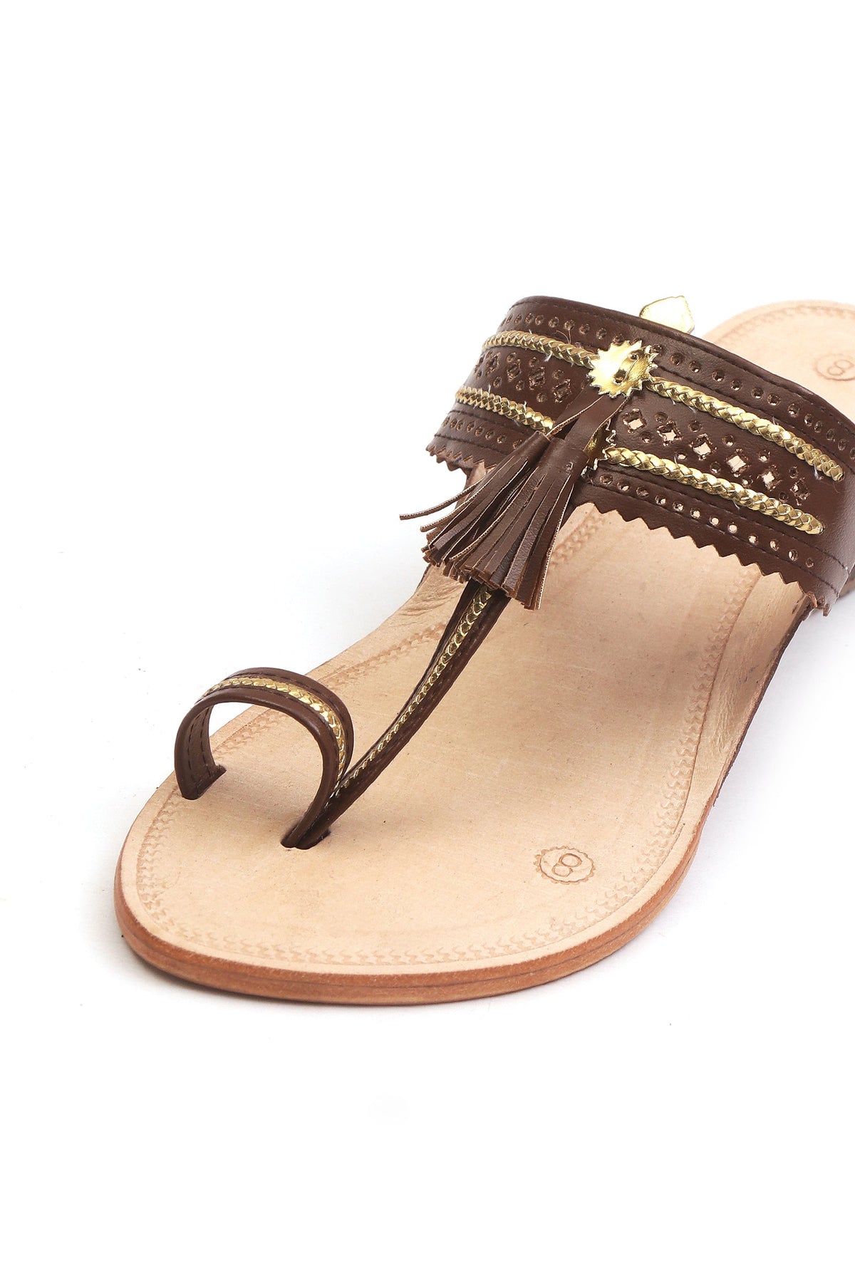 Espresso Tassel Kolhapuri Heels サイズ EU42