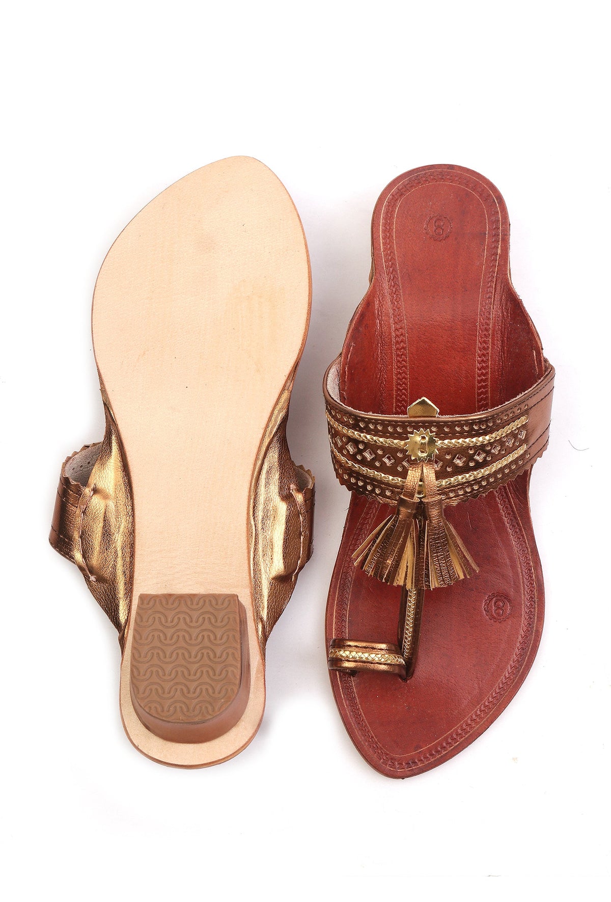 Mahogany Tassel Kolhapuri Flats サイズ EU40