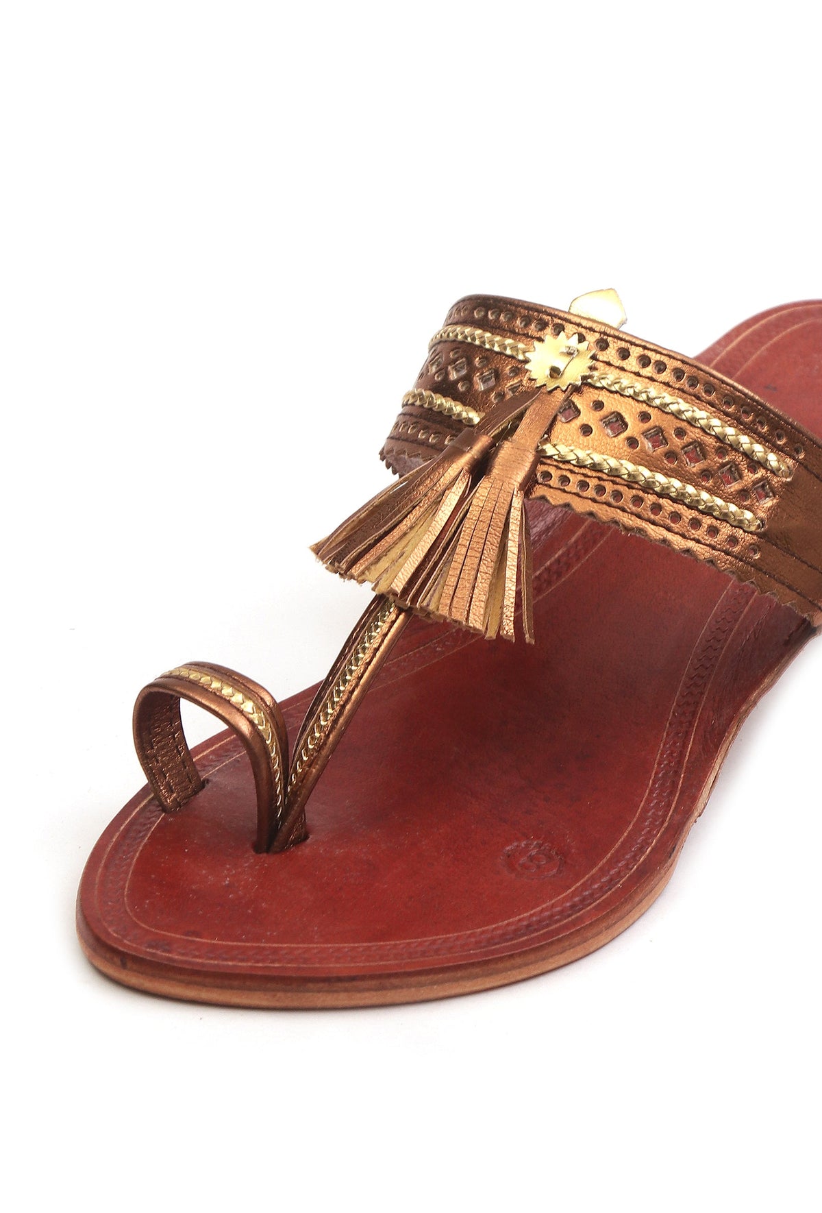 Mahogany Tassel Kolhapuri Flats サイズ EU36