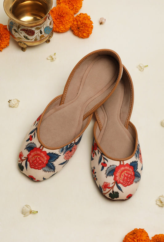 Coral and Blue Floral Chintz Jutti サイズ EU38