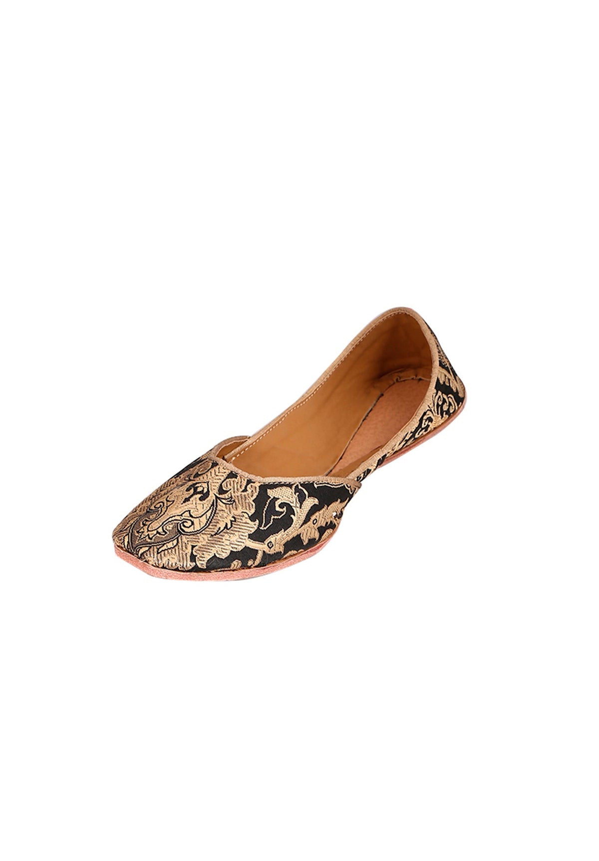 Black Brocade Genuine Leather Punjabi Jutti サイズ EU42