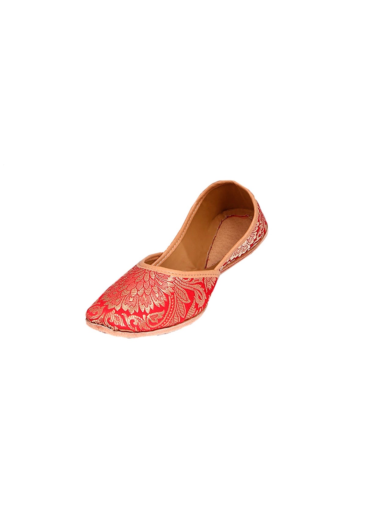 Red Brocade Genuine Leather Punjabi Jutti サイズ EU41