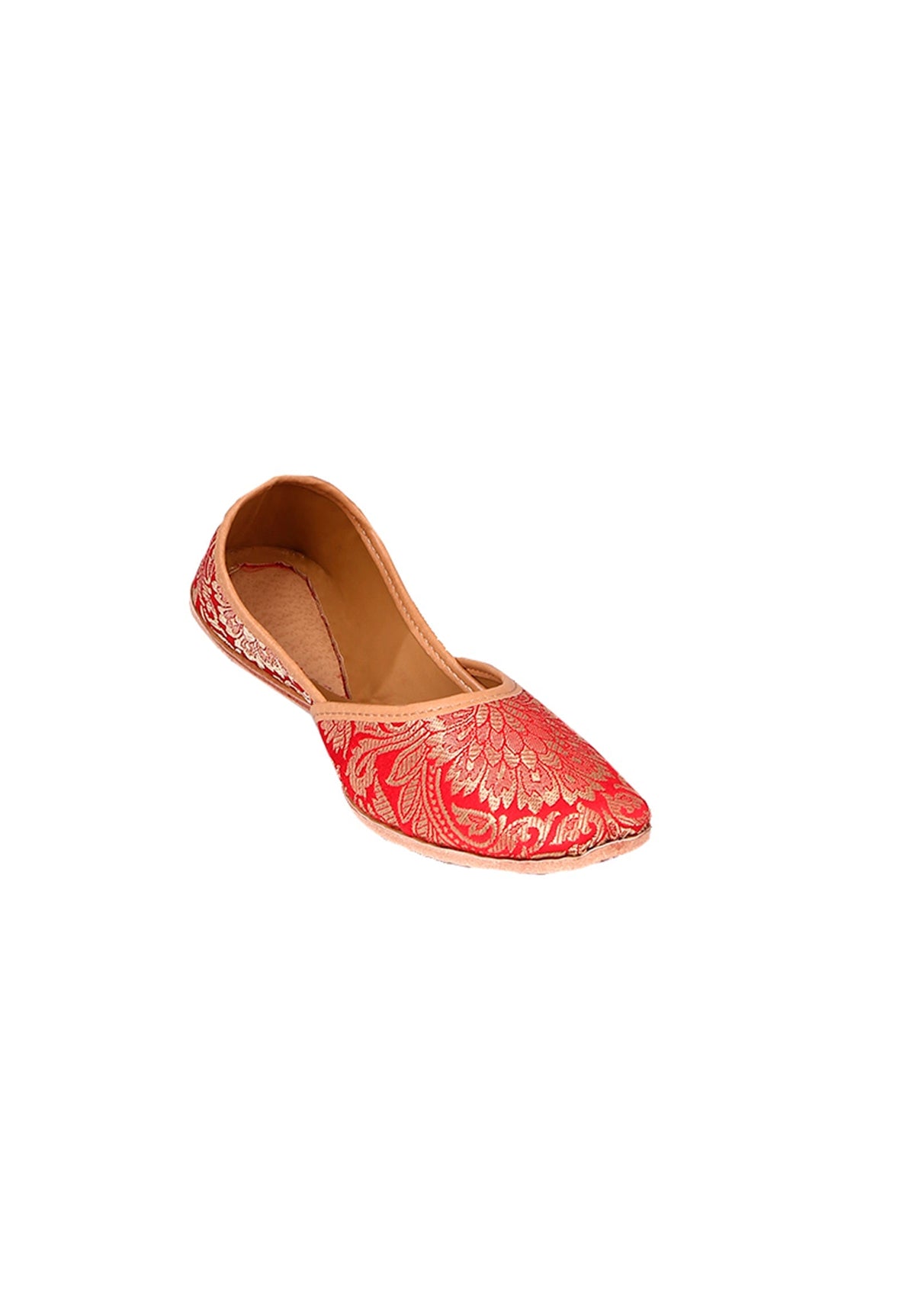Red Brocade Genuine Leather Punjabi Jutti サイズ EU38