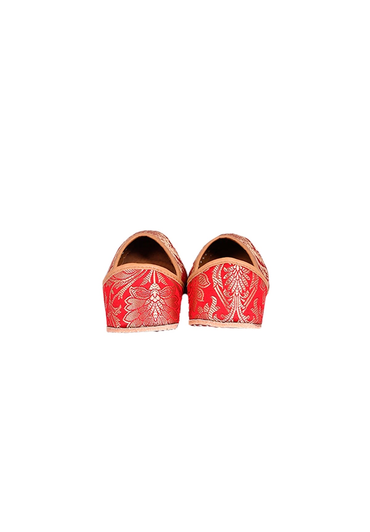 Red Brocade Genuine Leather Punjabi Jutti サイズ EU39