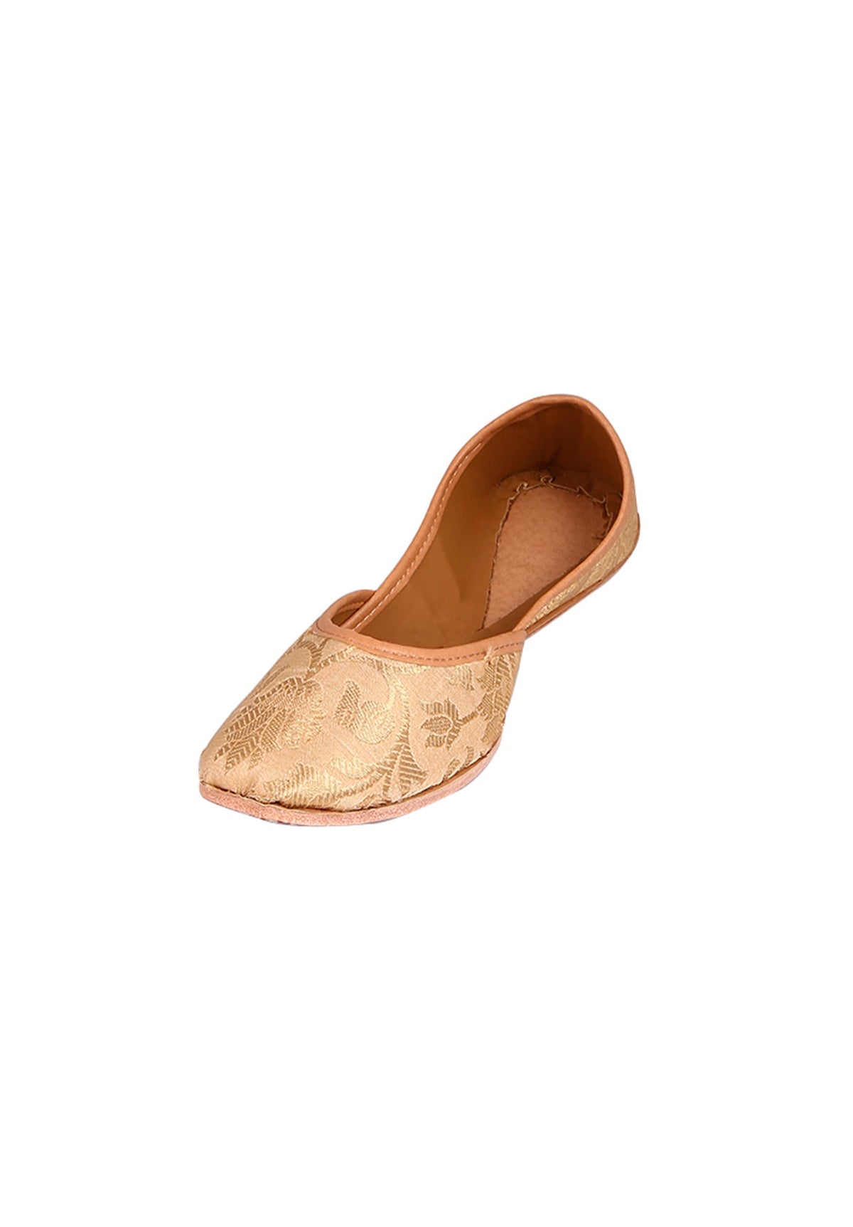 Beige Brocade Genuine Leather Punjabi Jutti サイズ EU40