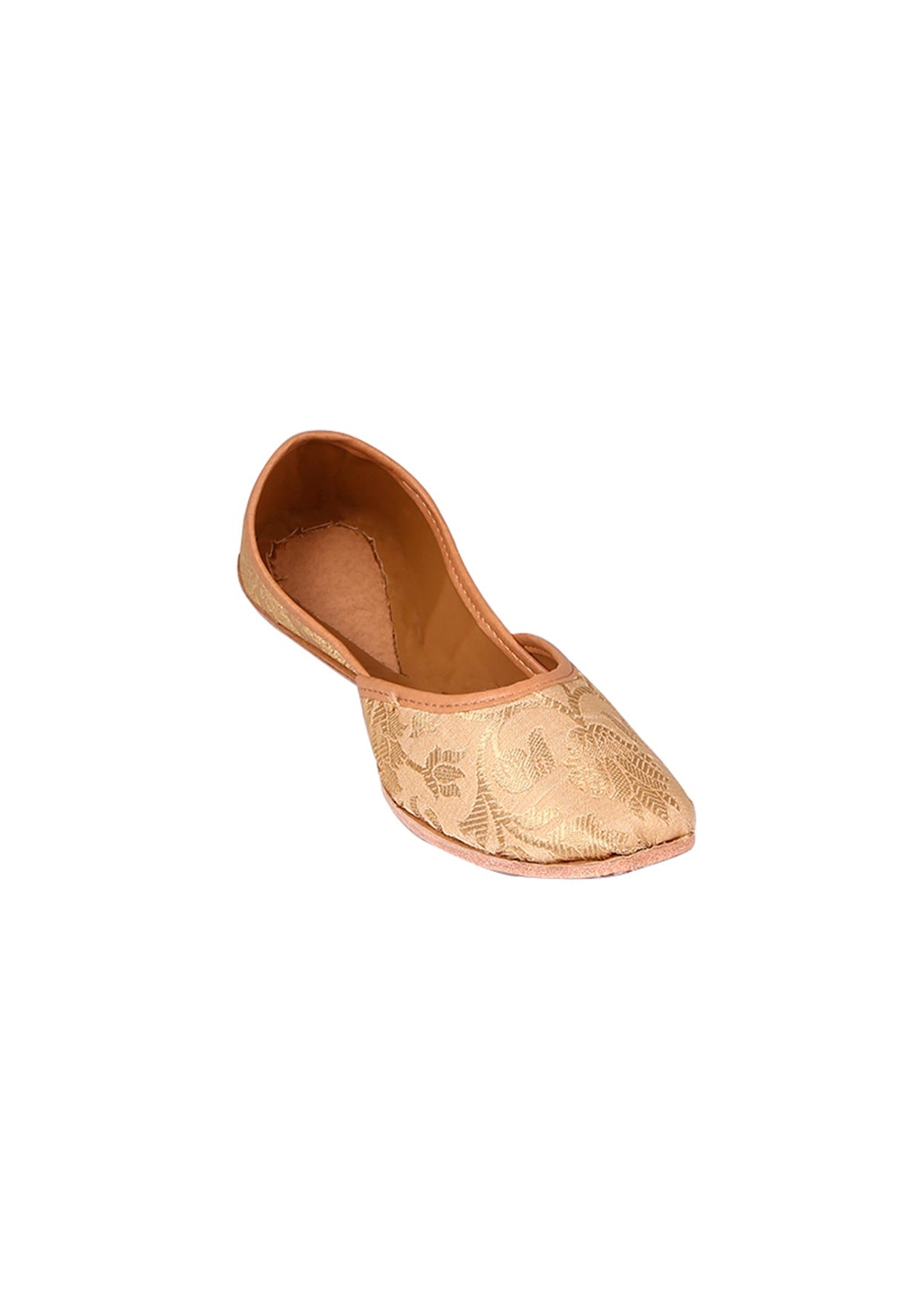 Beige Brocade Genuine Leather Punjabi Jutti サイズ EU40