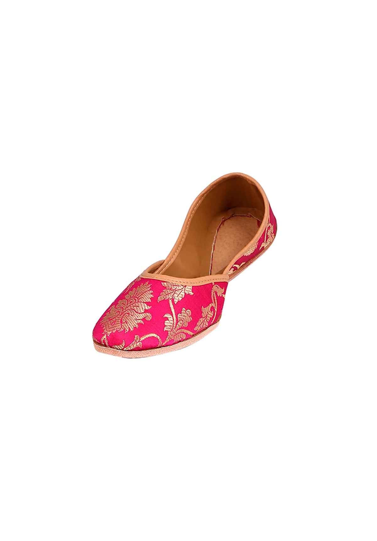 Fuchsia Brocade Genuine Leather Punjabi Jutti サイズ EU38