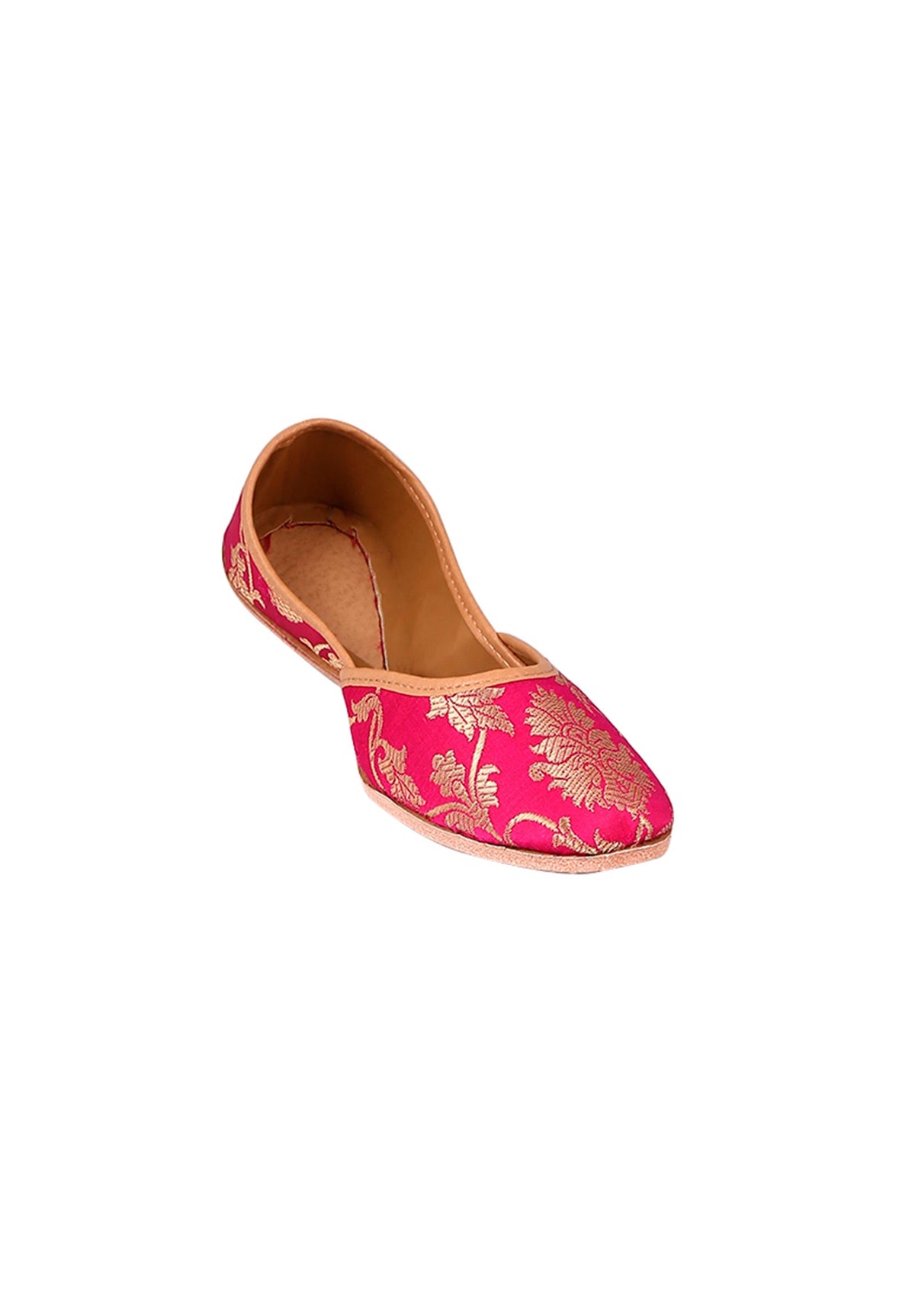 Fuchsia Brocade Genuine Leather Punjabi Jutti サイズ EU38