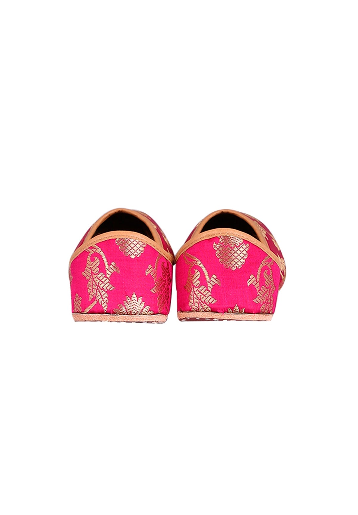 Fuchsia Brocade Genuine Leather Punjabi Jutti サイズ EU40