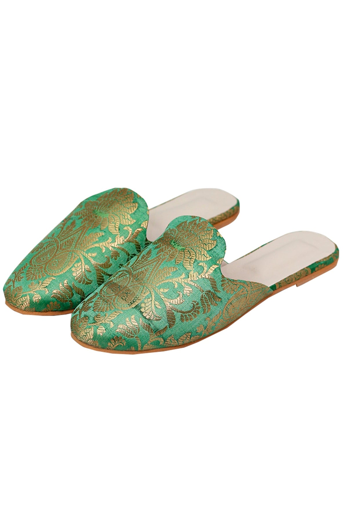 Green Brocade Slider Mules サイズ EU37