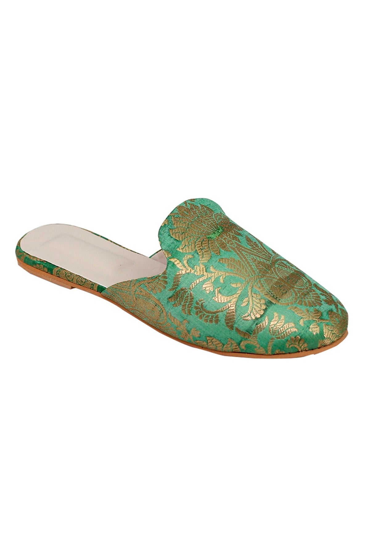 Green Brocade Slider Mules サイズ EU39