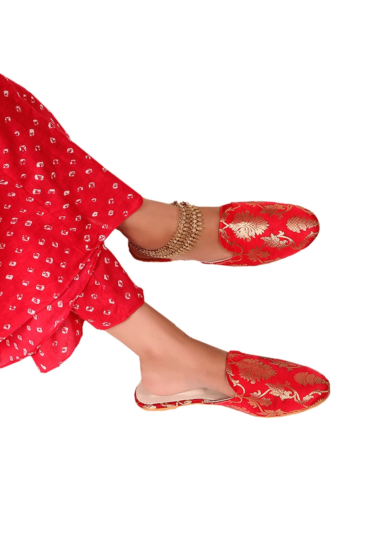 Festive Red Brocade Slider Mules サイズ EU37