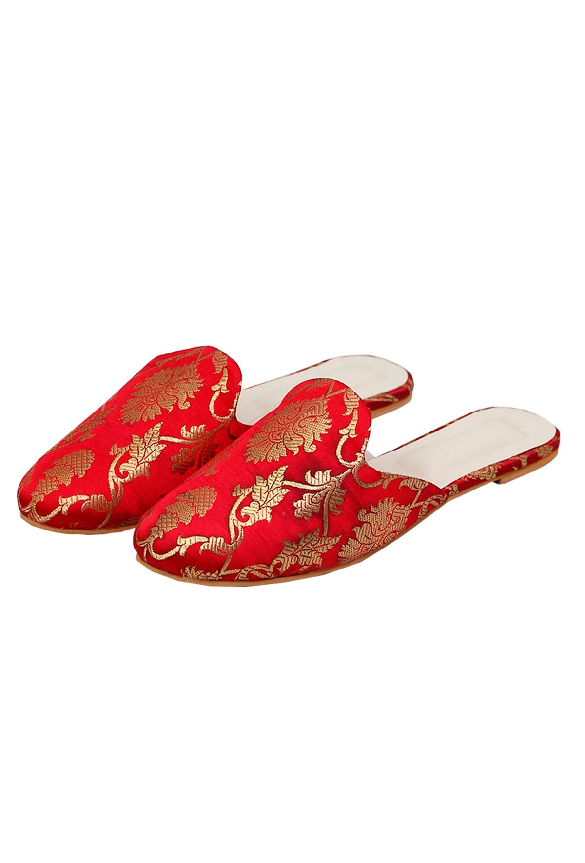 Festive Red Brocade Slider Mules サイズ EU38