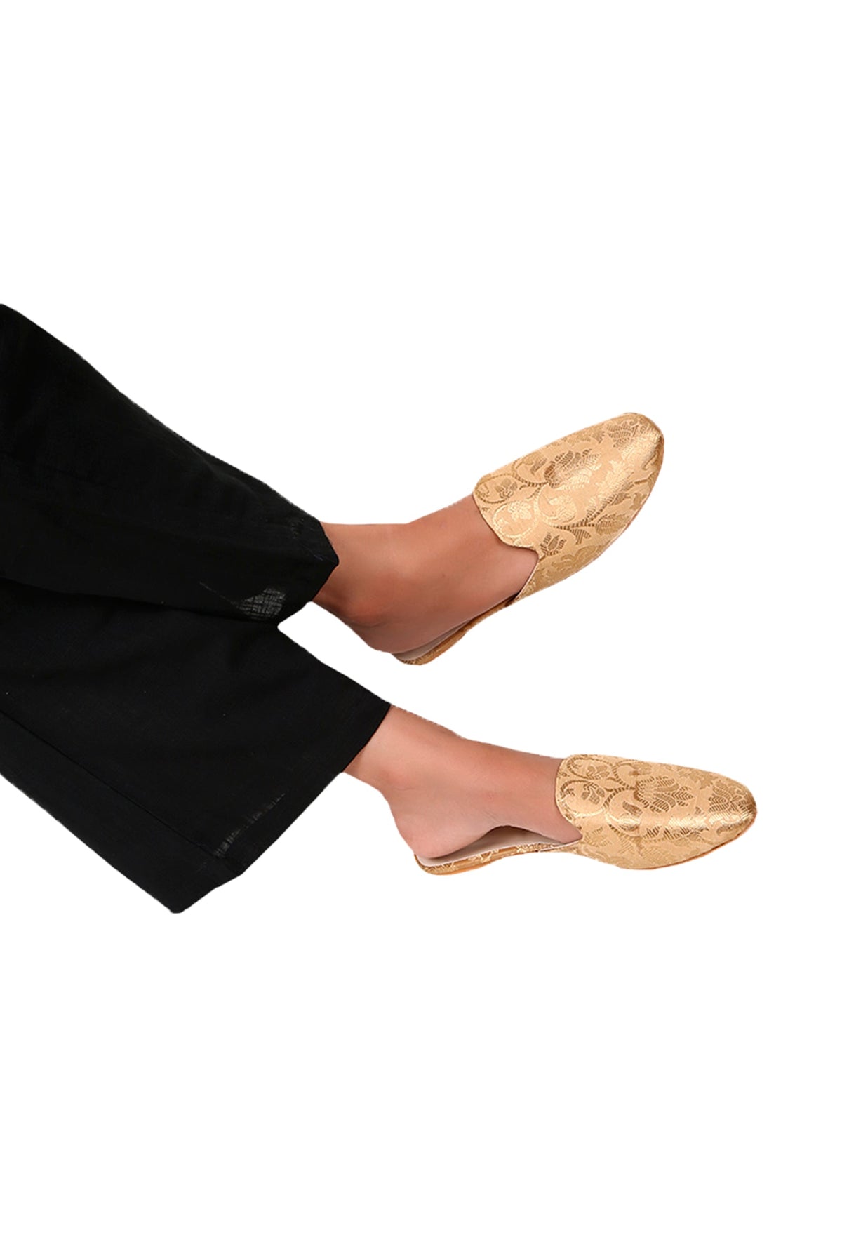 Beige Brocade Slider Mules サイズ EU38