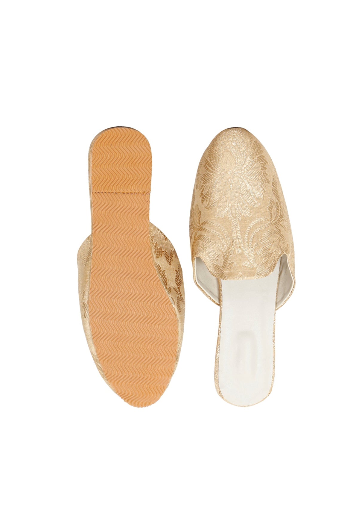 Beige Brocade Slider Mules サイズ EU38