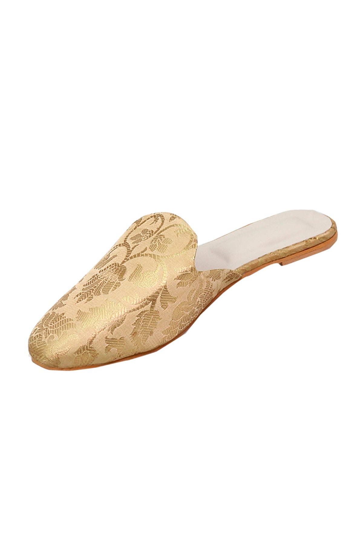 Beige Brocade Slider Mules サイズ EU38