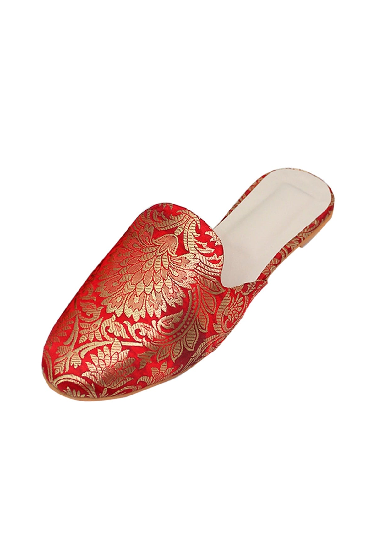 Ornate Red Brocade Slider Mules サイズ EU36