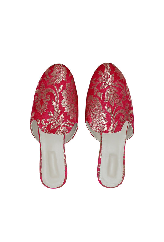 Royal Fuchsia Brocade Slider Mules サイズ EU38