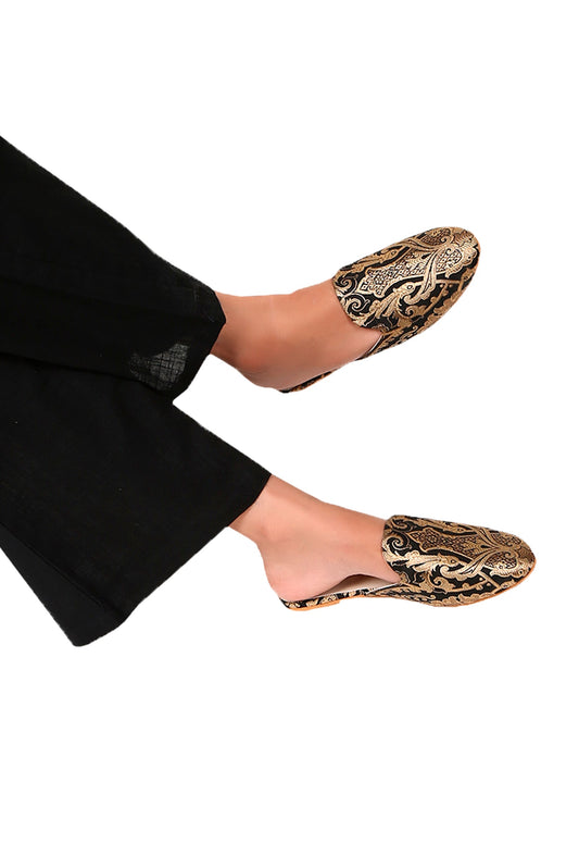 Black Brocade Slider Mules サイズ EU35