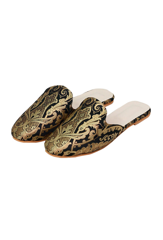 Black Brocade Slider Mules サイズ EU35