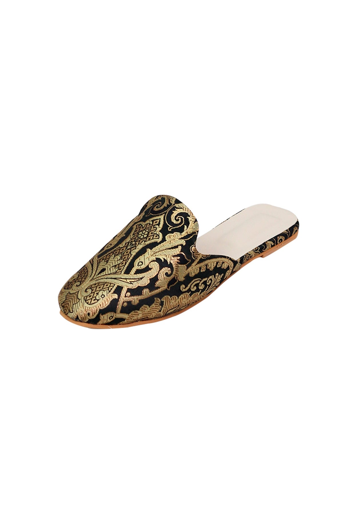 Black Brocade Slider Mules サイズ EU35