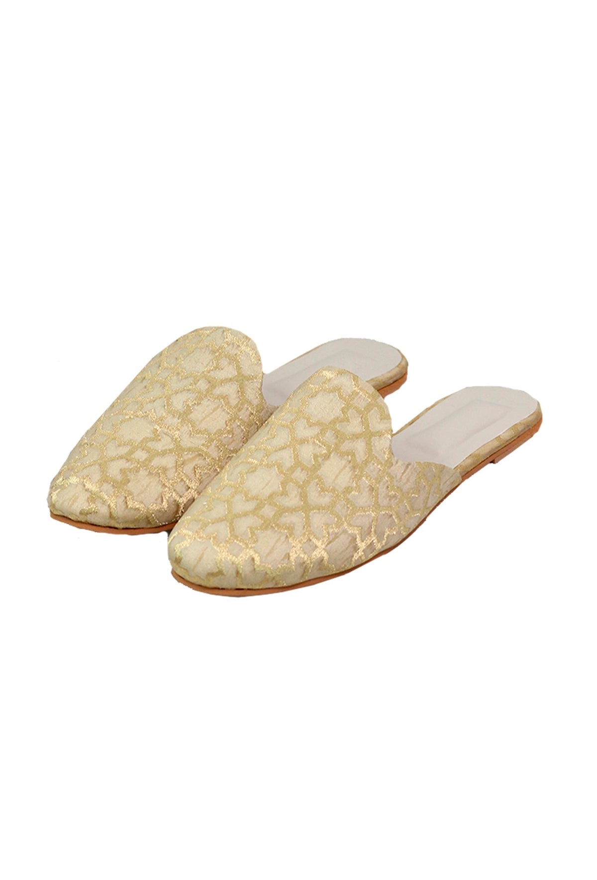 Royal Beige Brocade Slider Mules サイズ EU40