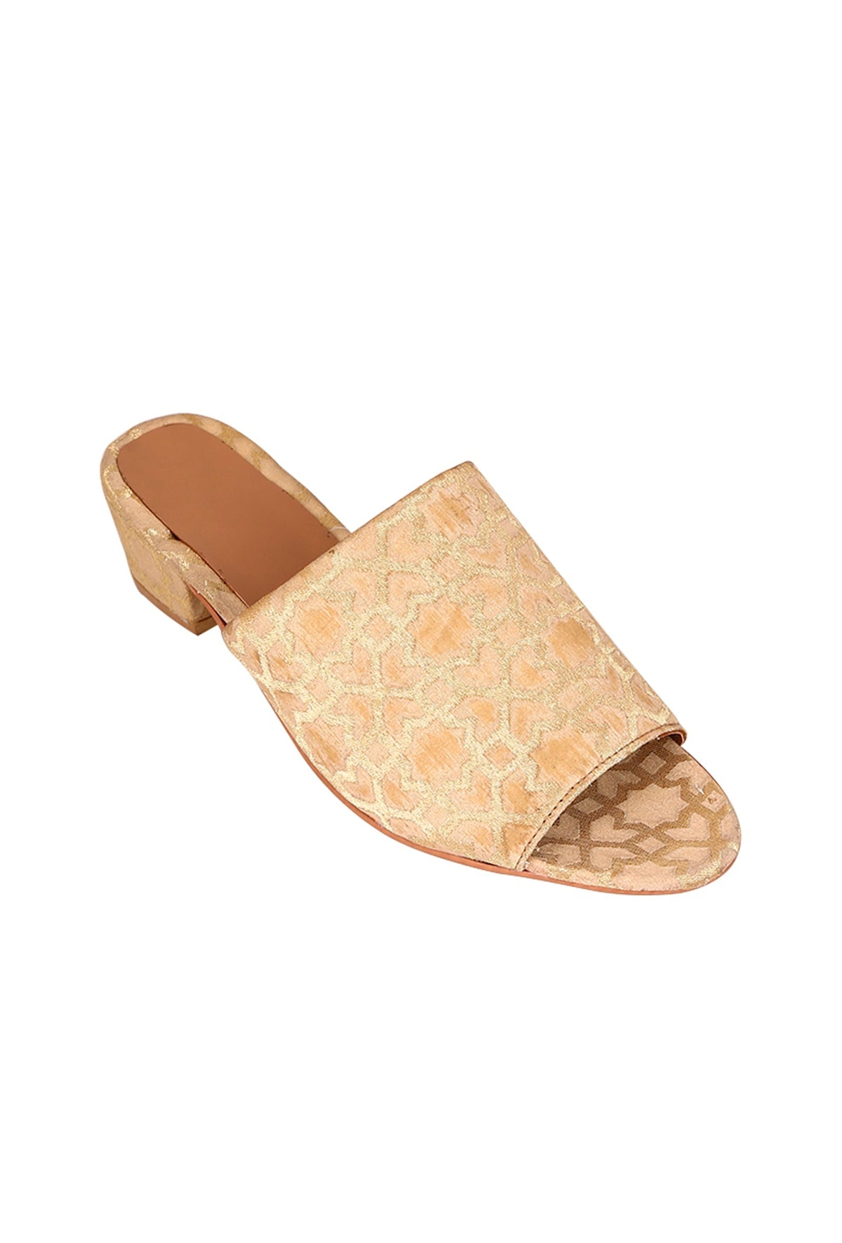Beige Brocade Block Heels サイズ EU41