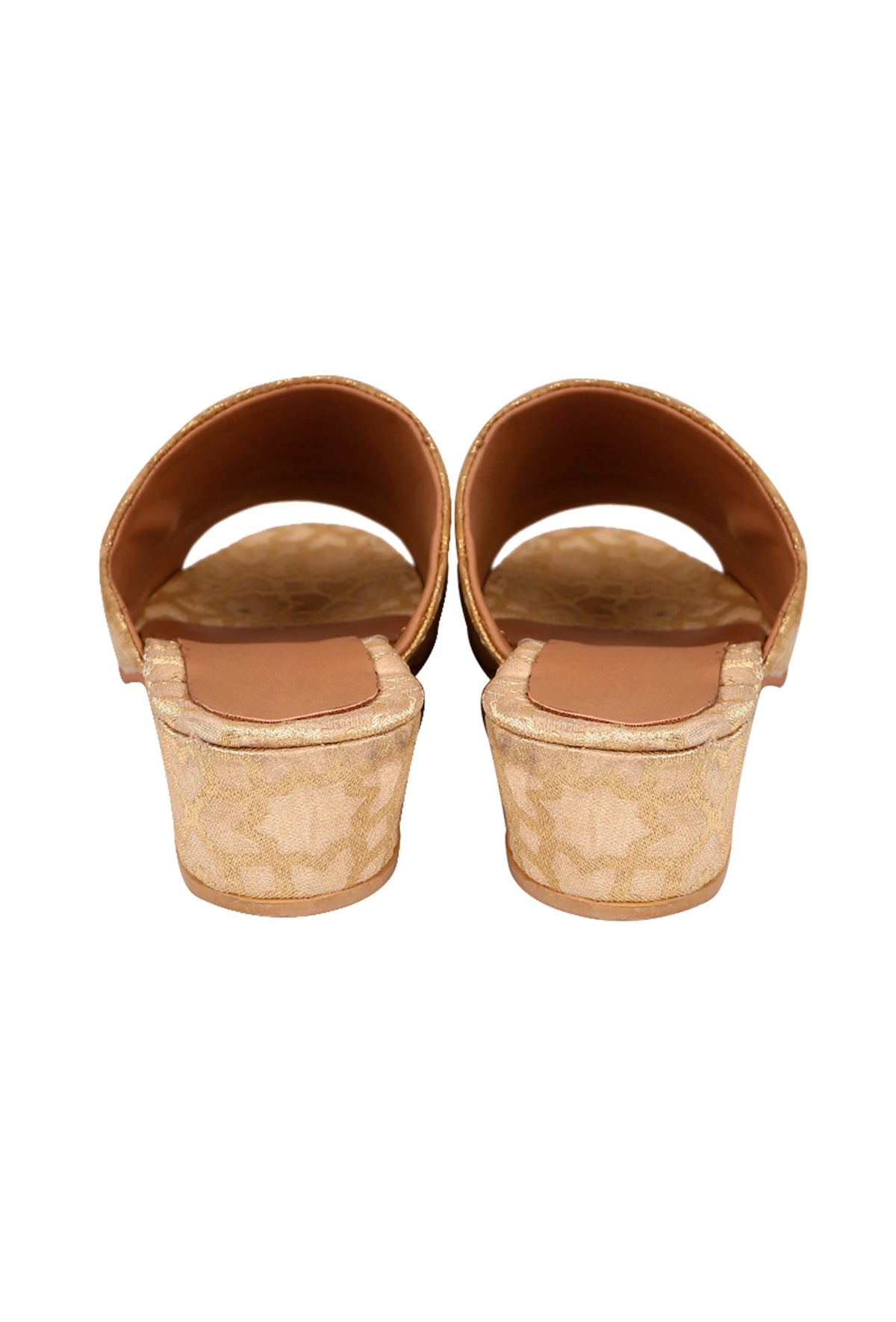 Beige Brocade Block Heels サイズ EU42
