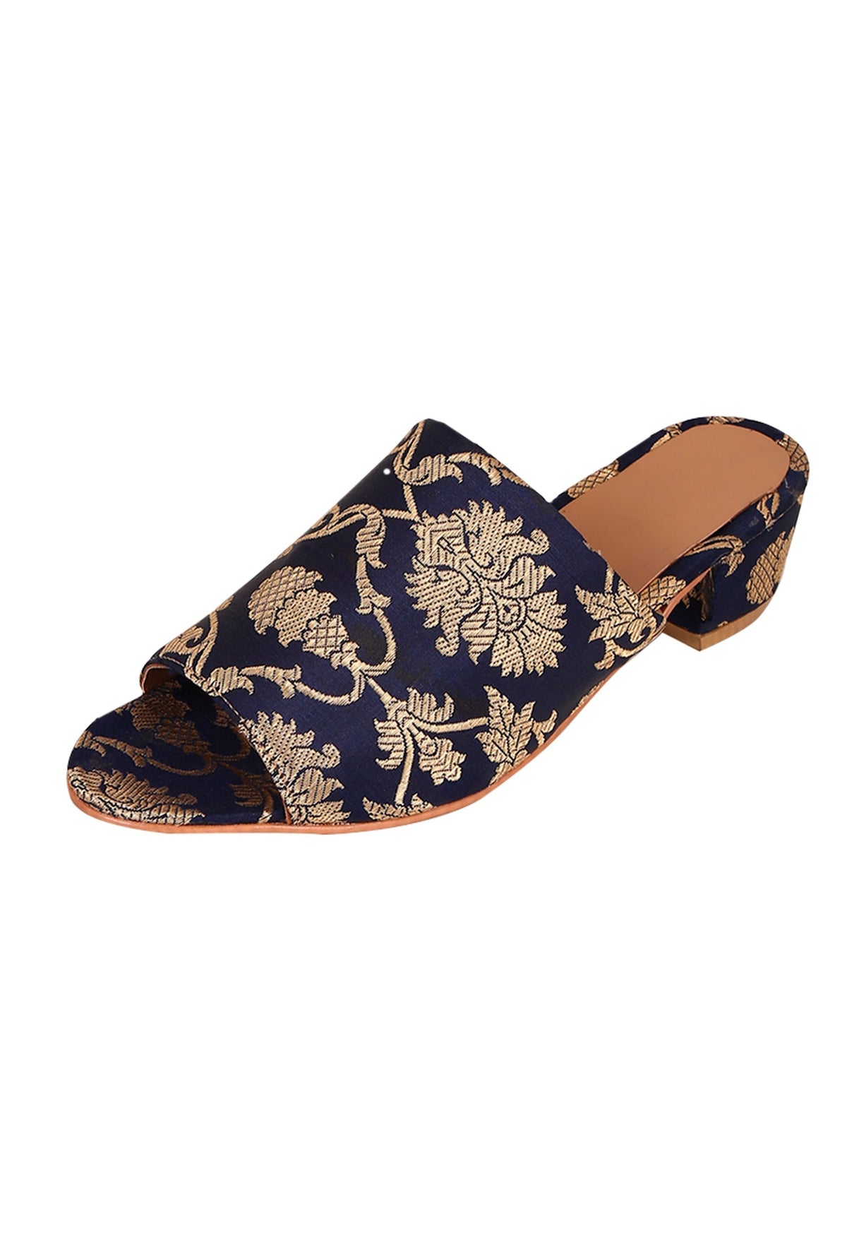 Black Brocade Block Heels サイズ EU38