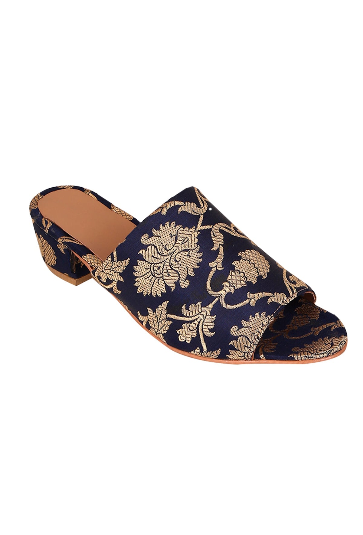 Black Brocade Block Heels サイズ EU35