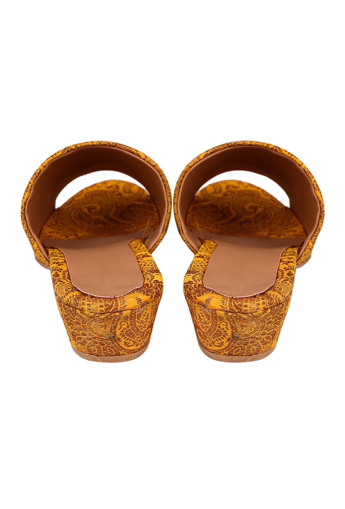 Mustard Yellow Brocade Block Heels サイズ EU41
