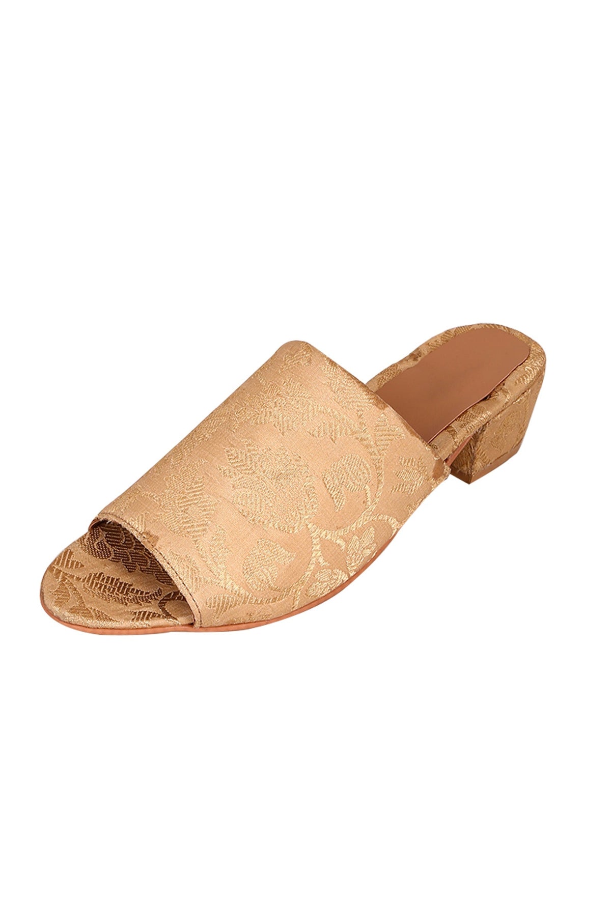 Nude Beige Brocade Block Heels サイズ EU36