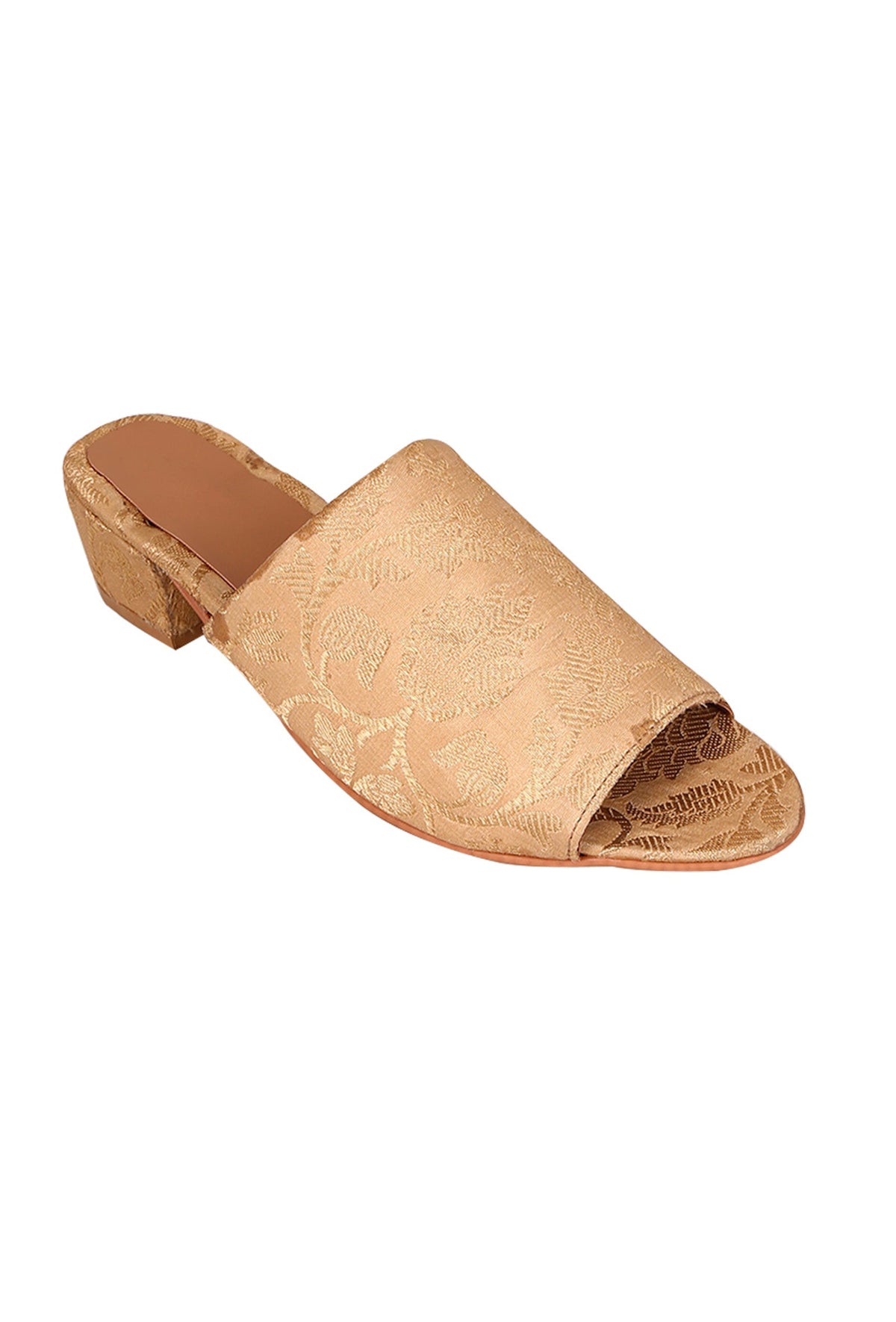 Nude Beige Brocade Block Heels サイズ EU39