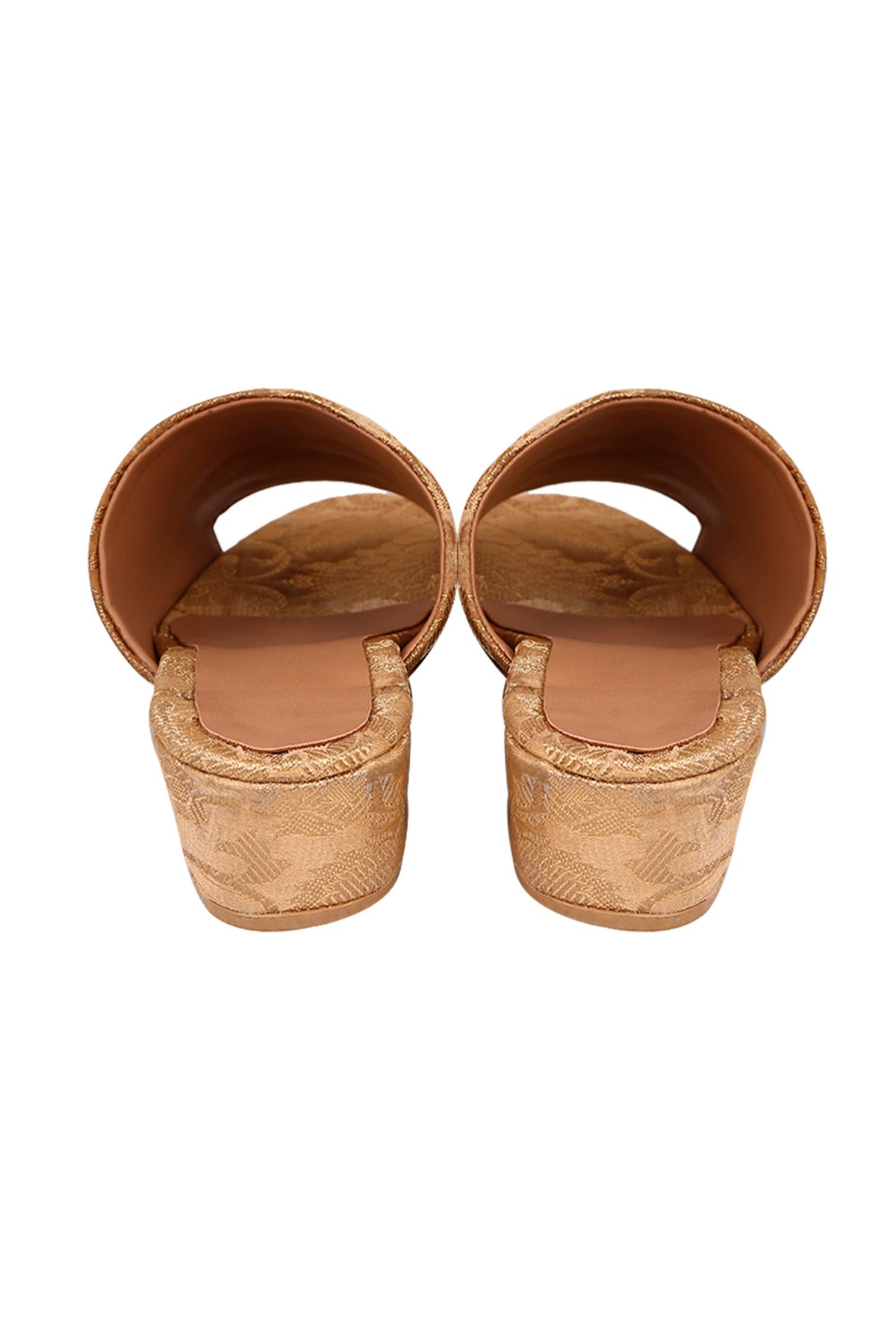 Nude Beige Brocade Block Heels サイズ EU36
